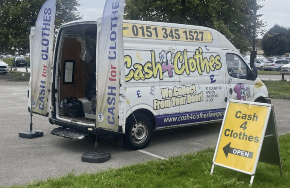 Cash4Clothes van at drop-off location